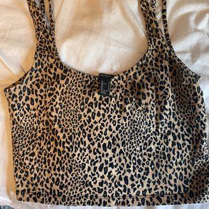 Cheetah Print Cropped Tank Top